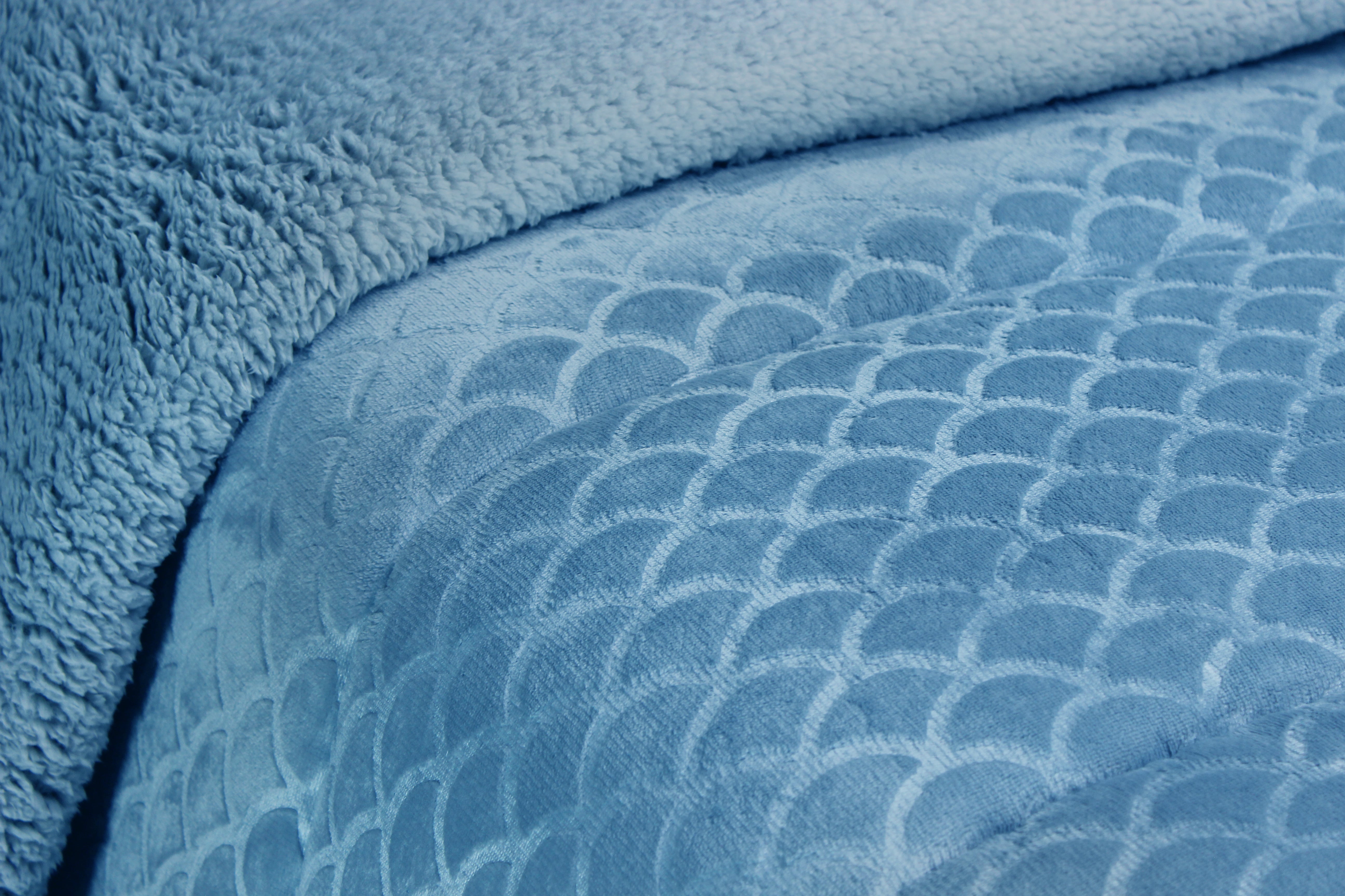Edredom de Borrego Warm Conchas Azul