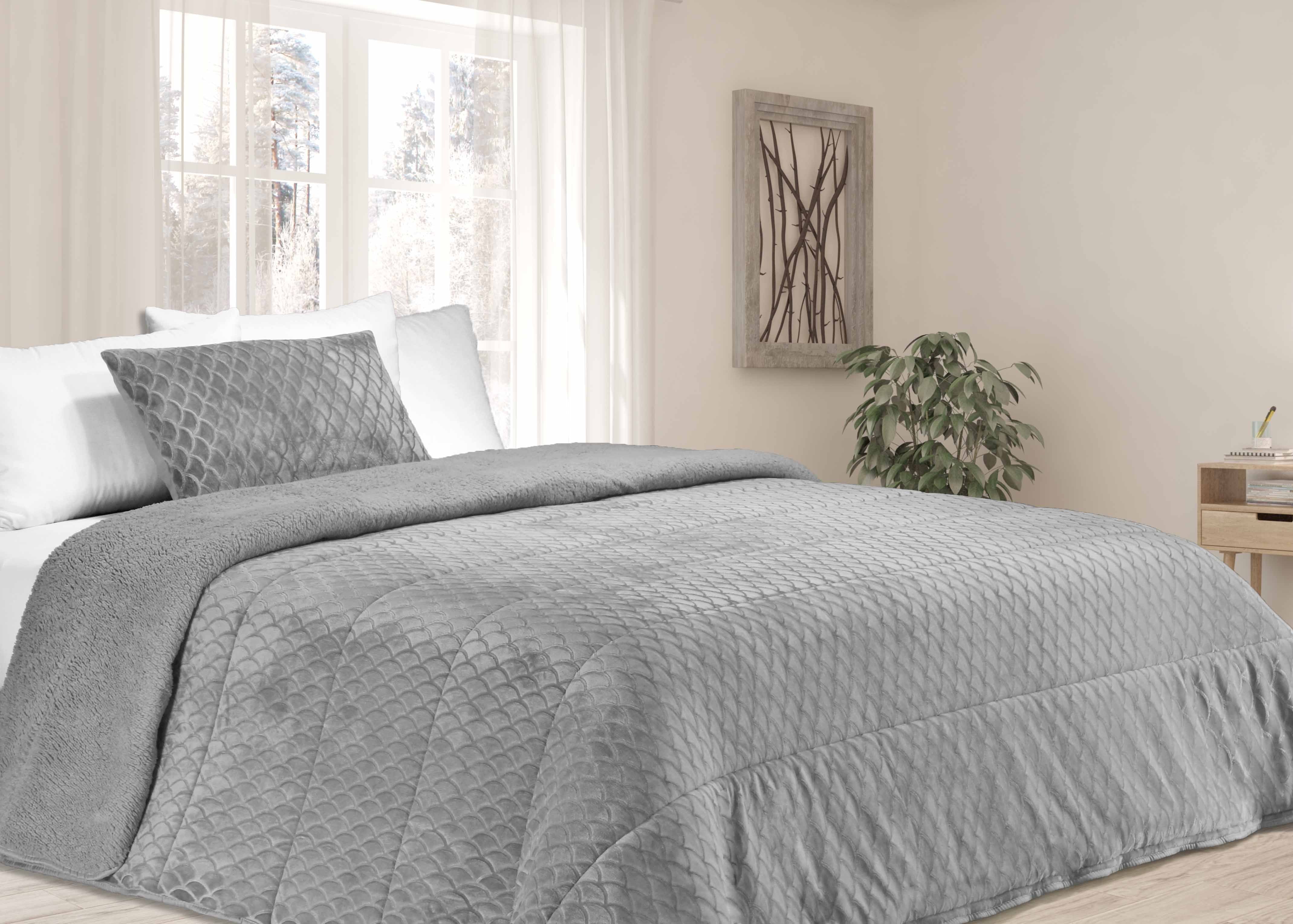 Edredom de Borrego Warm Conchas Cinza