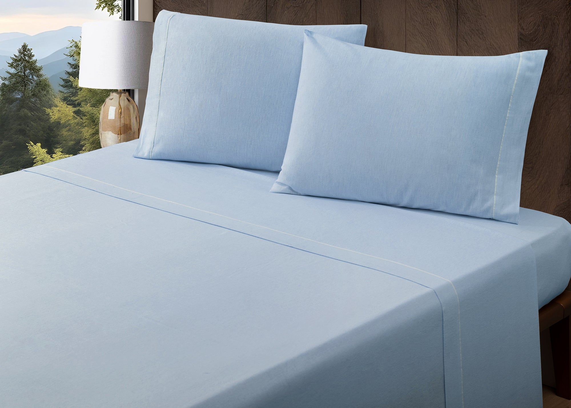 Jogo de Lençóis de Flanela Lisa Azul