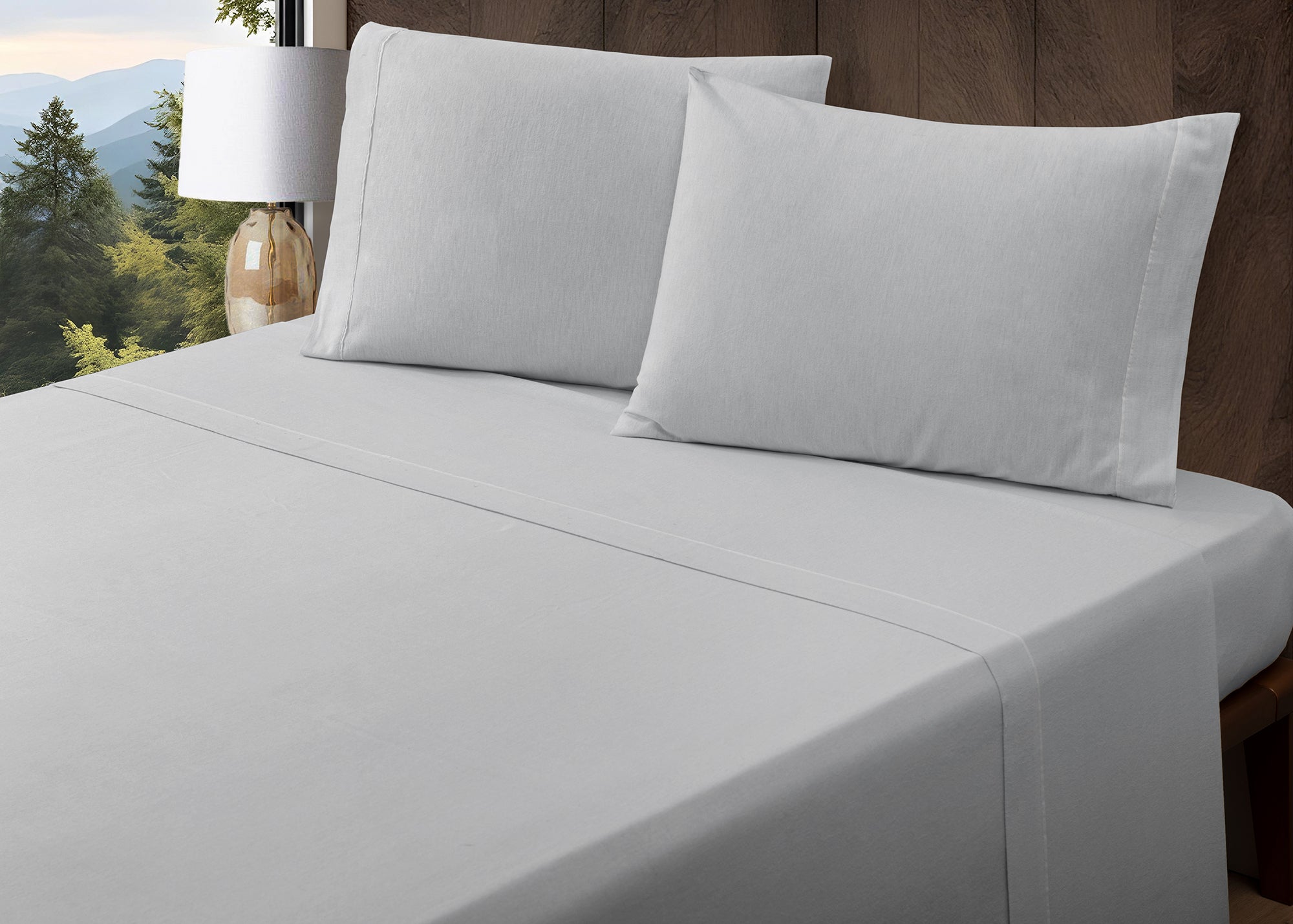 Jogo de Lençóis de Flanela Lisa Cinza