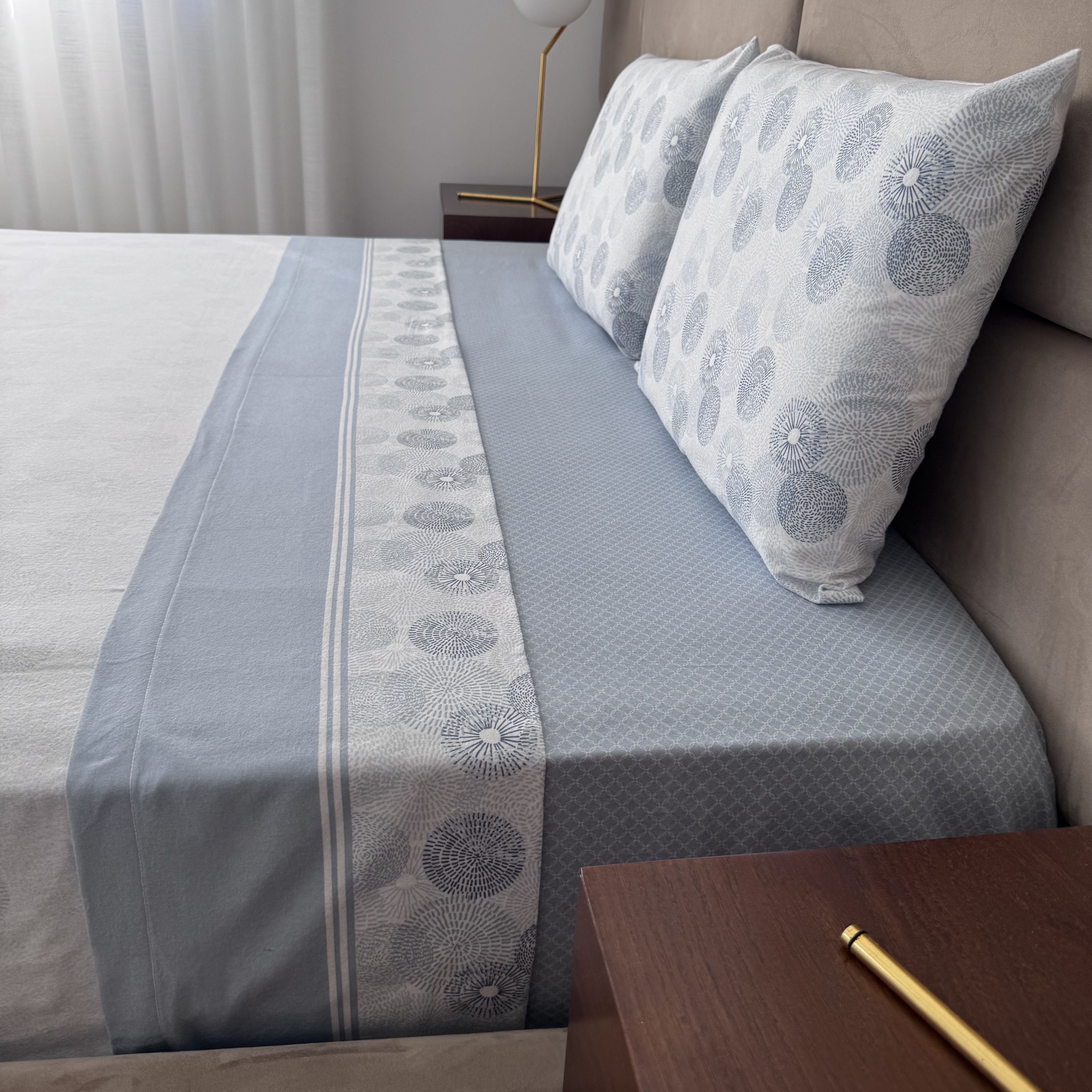 Lençóis de Cama Flanela Bloom Azul