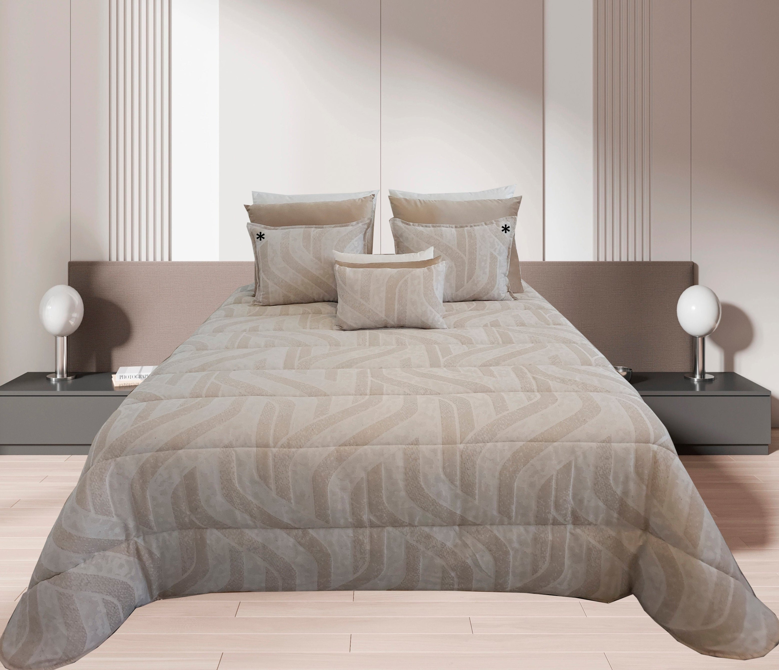 Edredom Jacquard King Bege