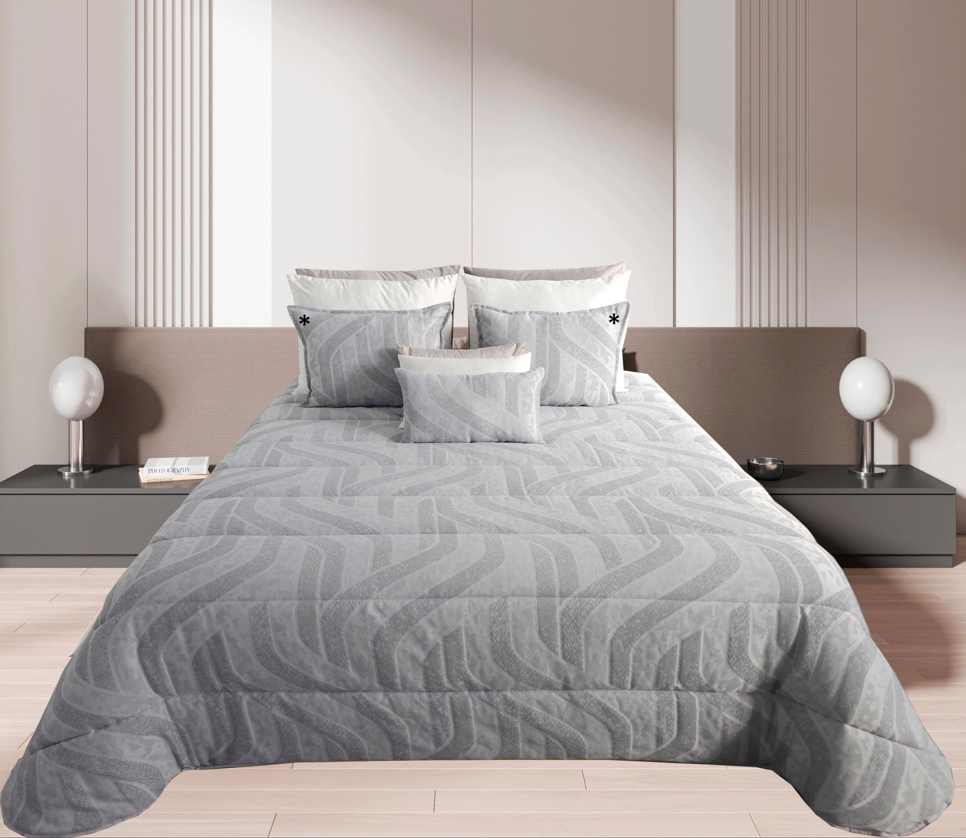 Edredom Jacquard King Cinza