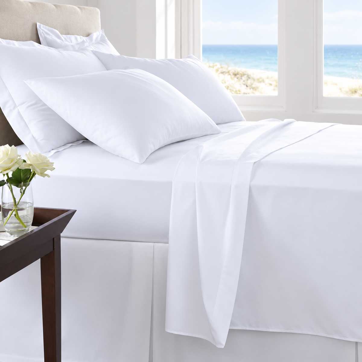 Jogo de Lençóis de Cama Brancos