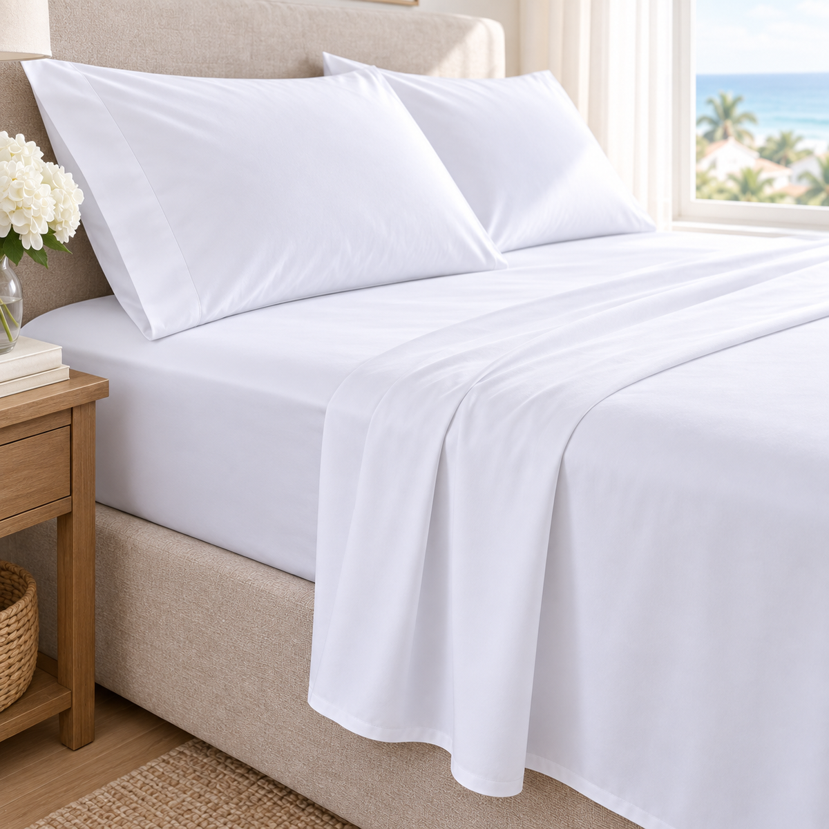 Jogo de Lençóis de Cama Brancos