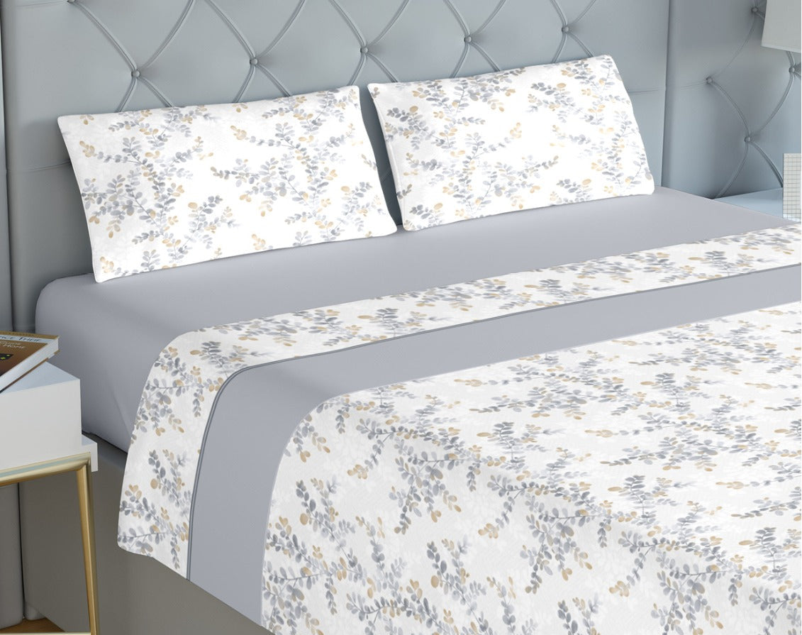 Jogo de Cama de Coralina Candida Cinza