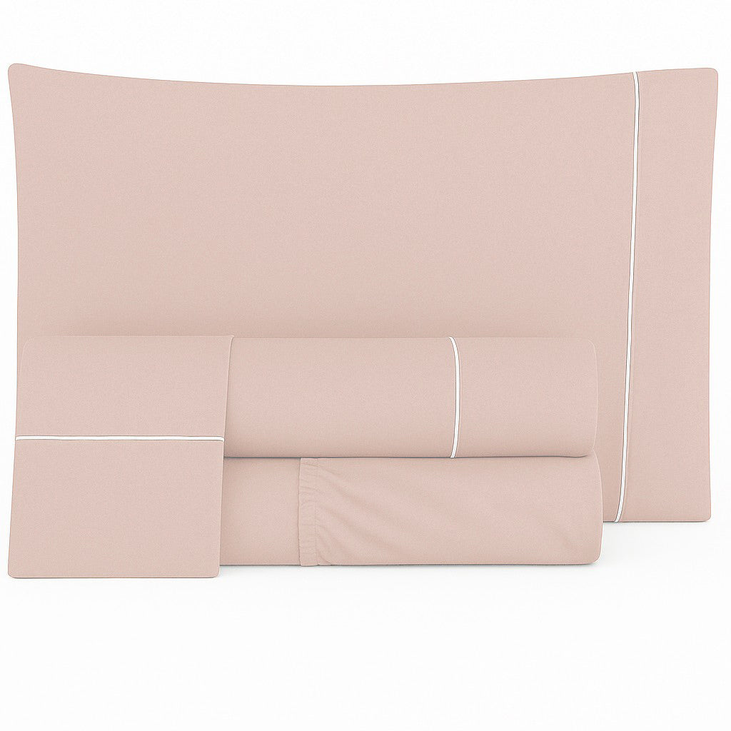 Jogo de Lençóis de Cama Algodão Percal 400 Fios Salmão