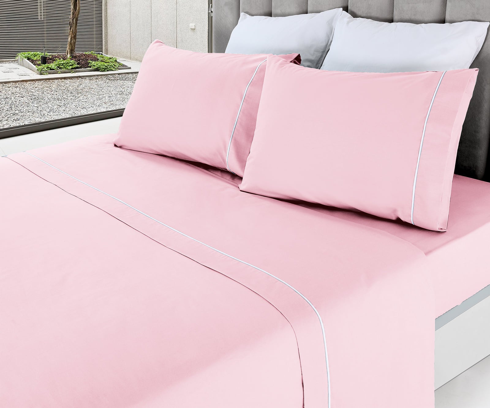 Lençóis de Cama Lisos Rosa Bebé