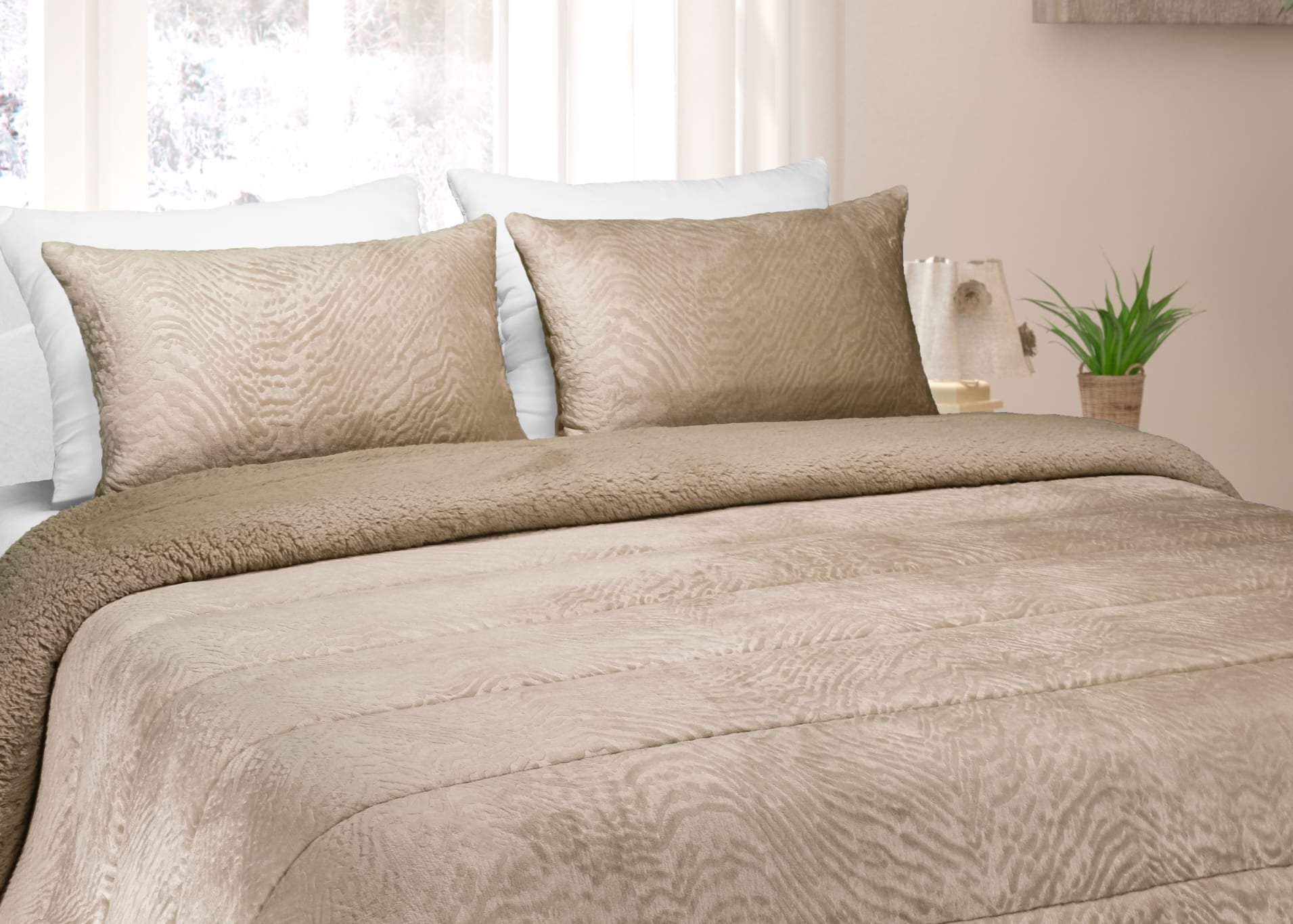 Edredom de Borrego Warm Pérsia Bege