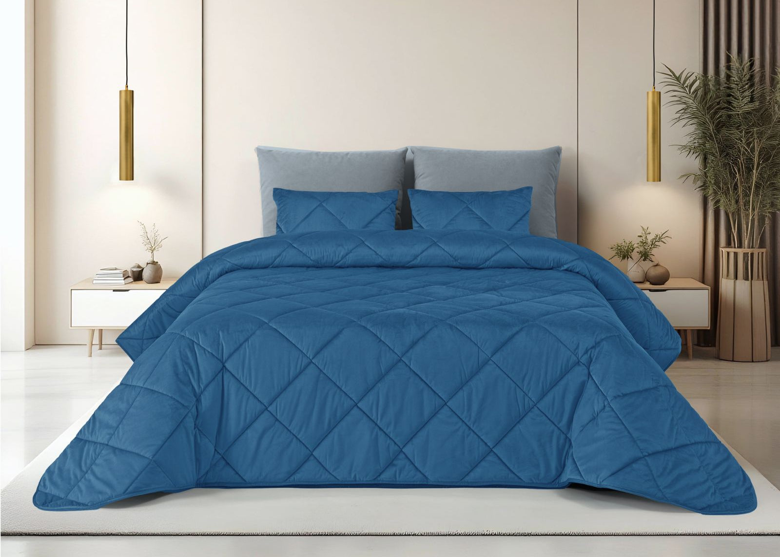 Edredom de Veludo Velvet Cristal Azul Mar