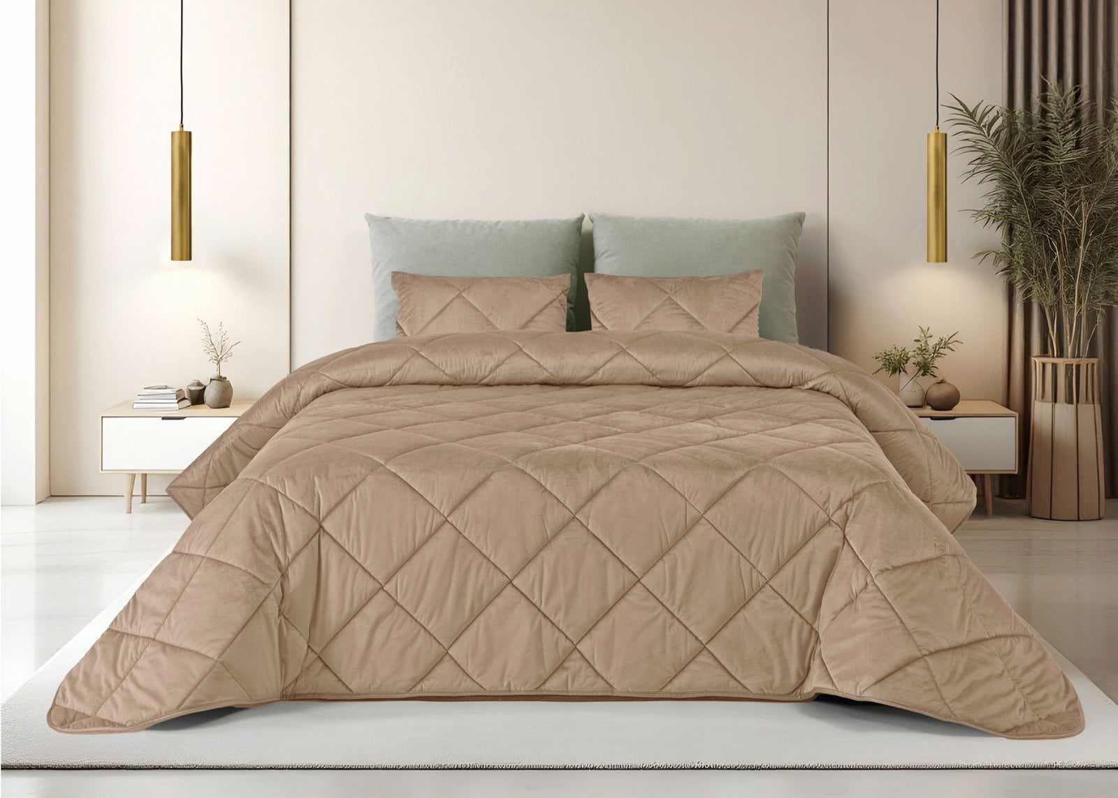 Edredom de Veludo Velvet Cristal Camel