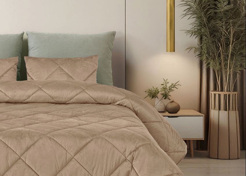 Edredom de Veludo Velvet Cristal Camel