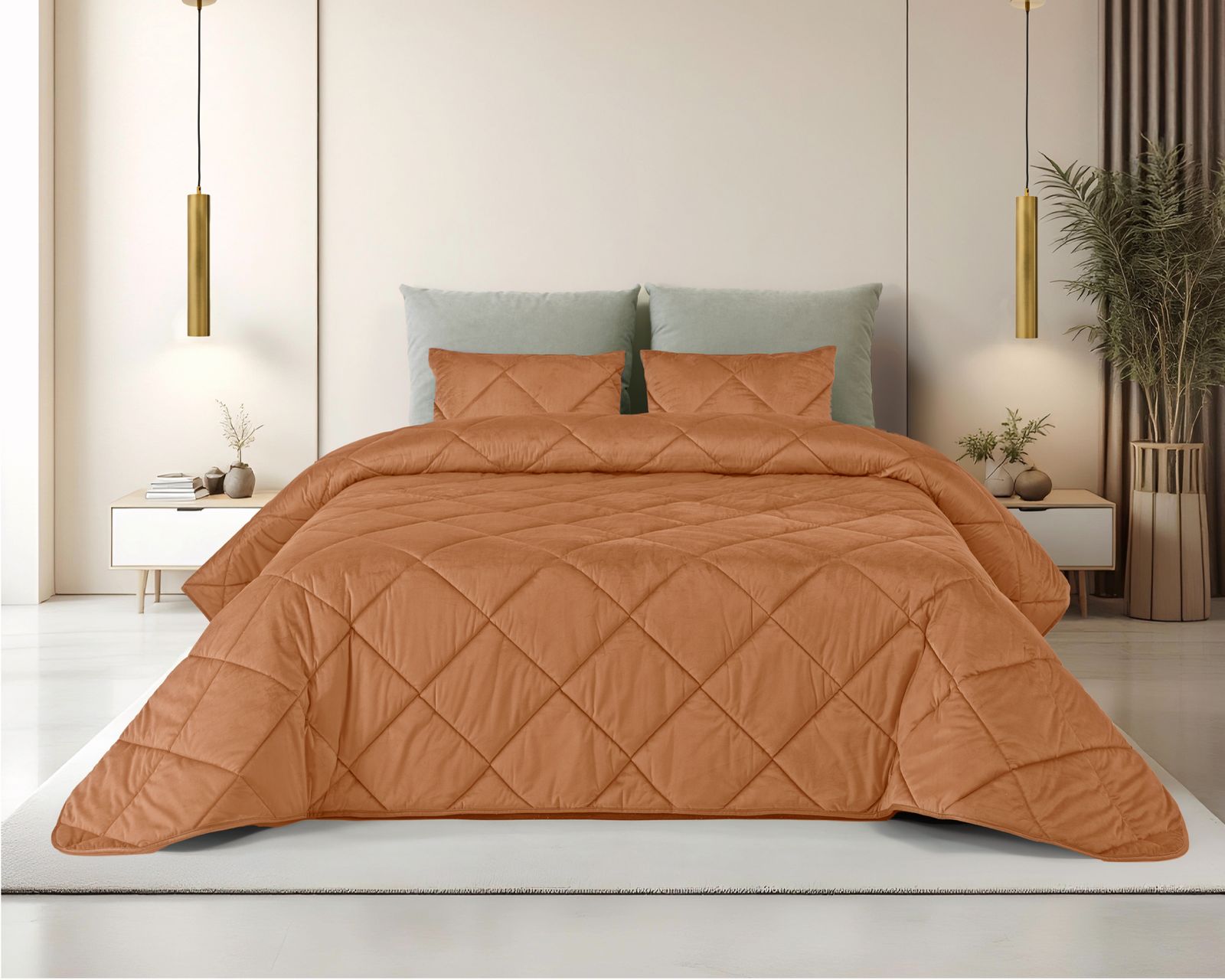 Edredom de Veludo Velvet Cristal Terracota
