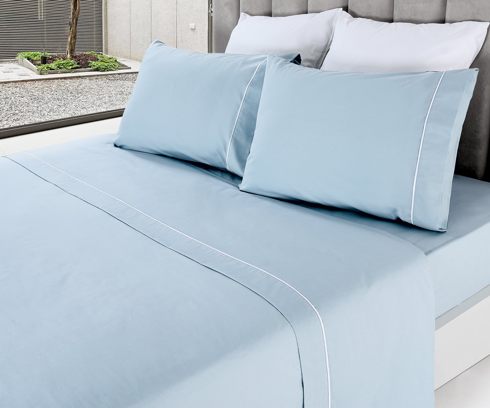 Lençóis de Cama Lisos Azul Bebé