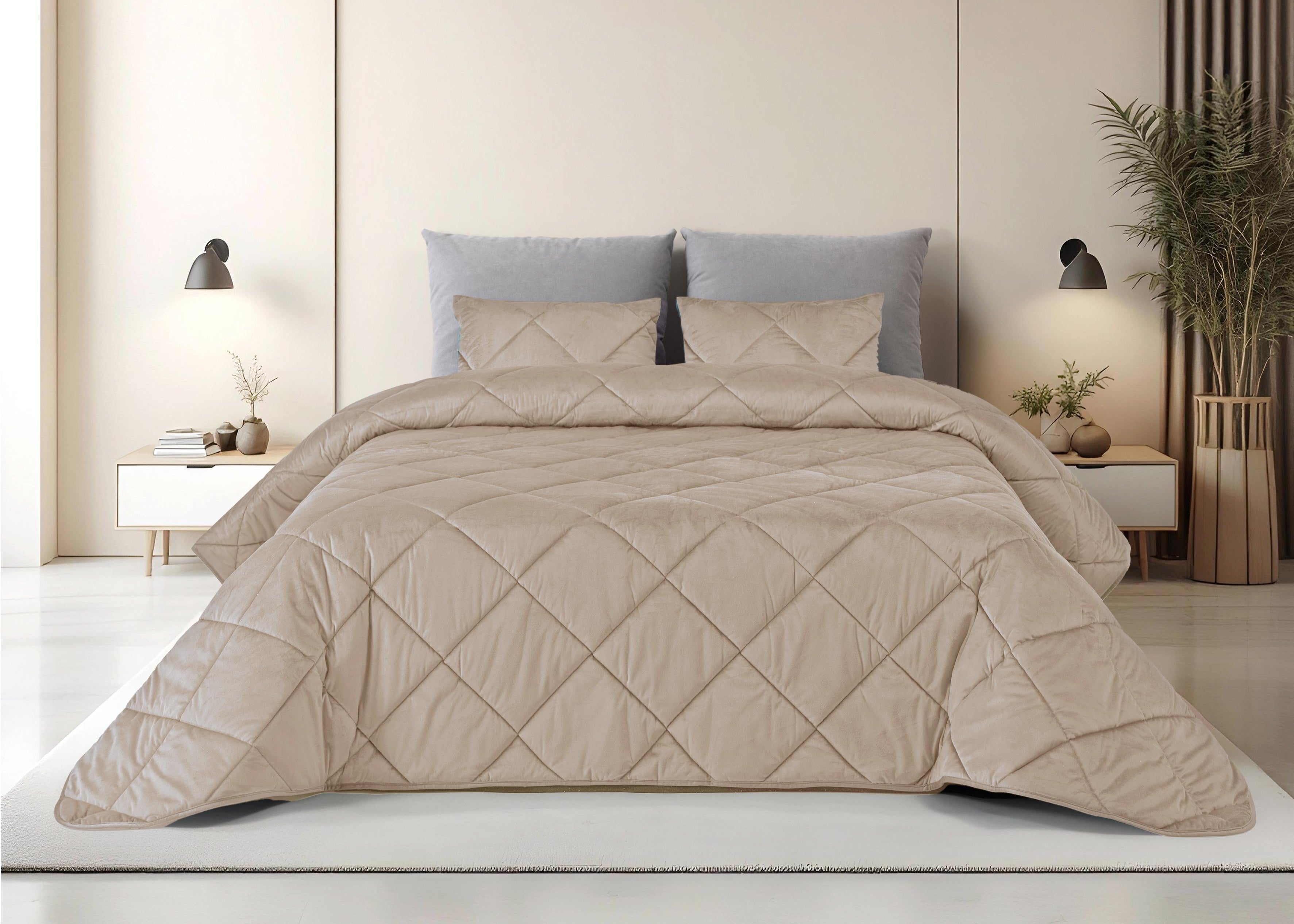 Edredom de Veludo Velvet Cristal Bege