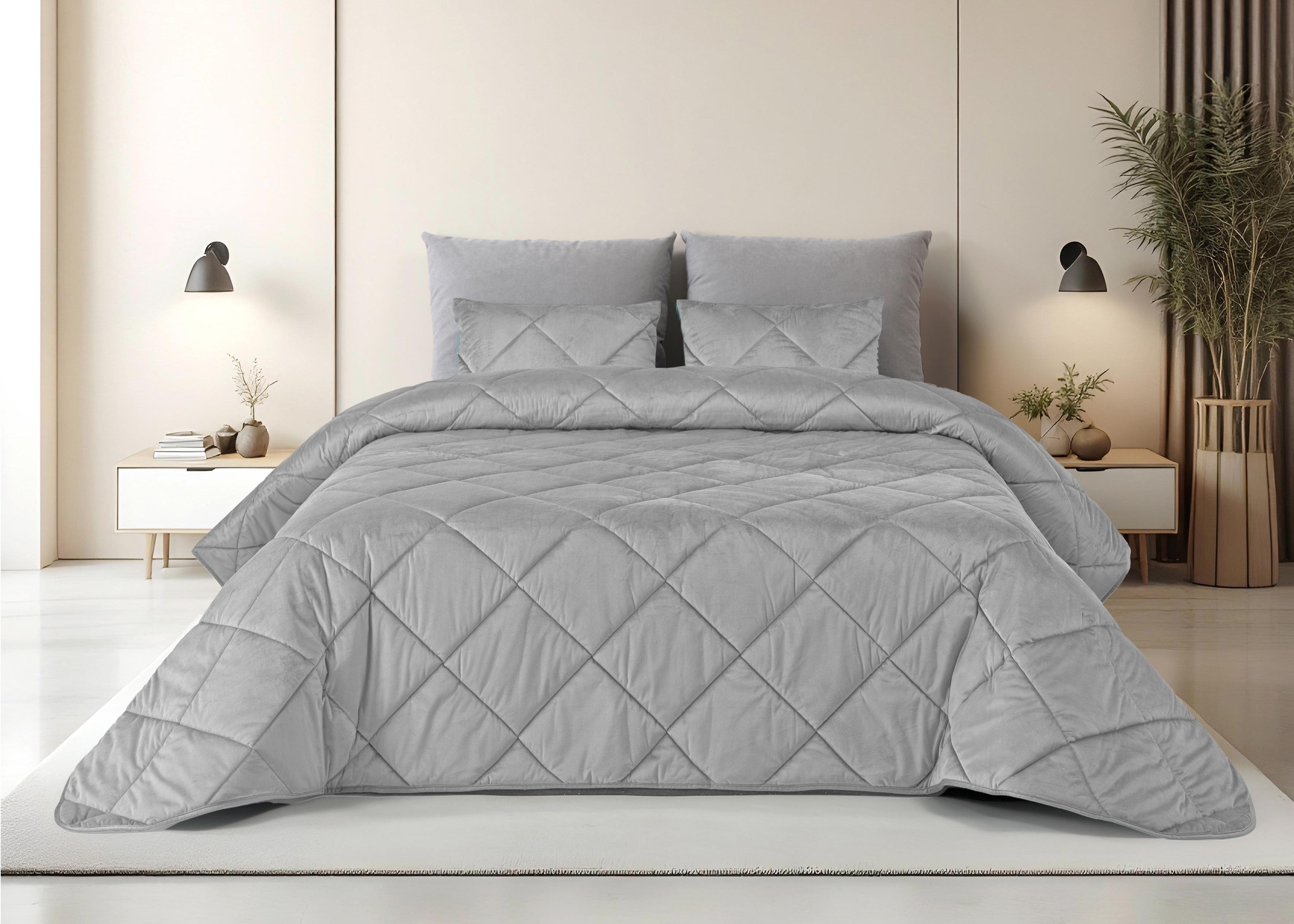 Edredom de Veludo Velvet Cristal Cinza
