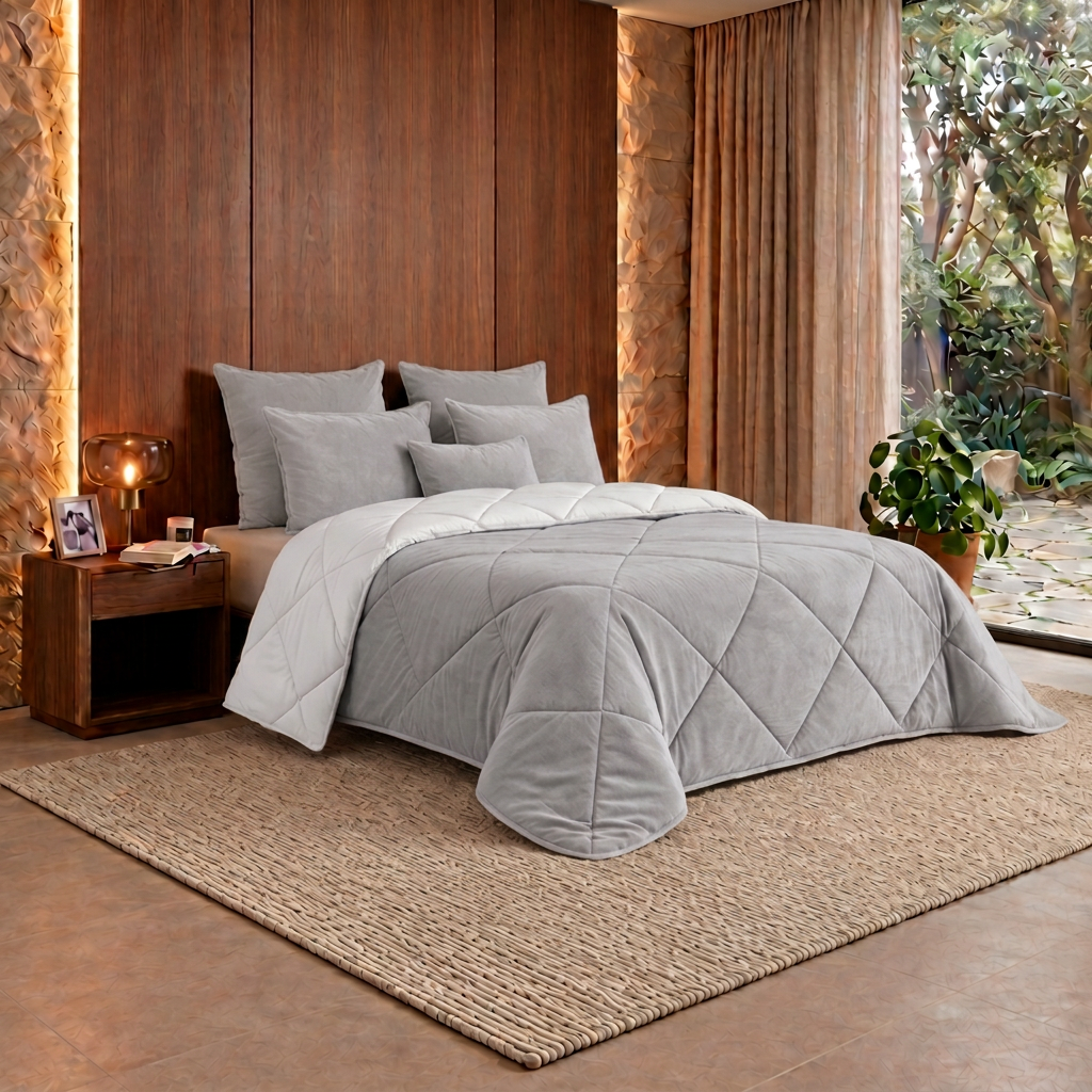 Edredom de Veludo Velux Cinza