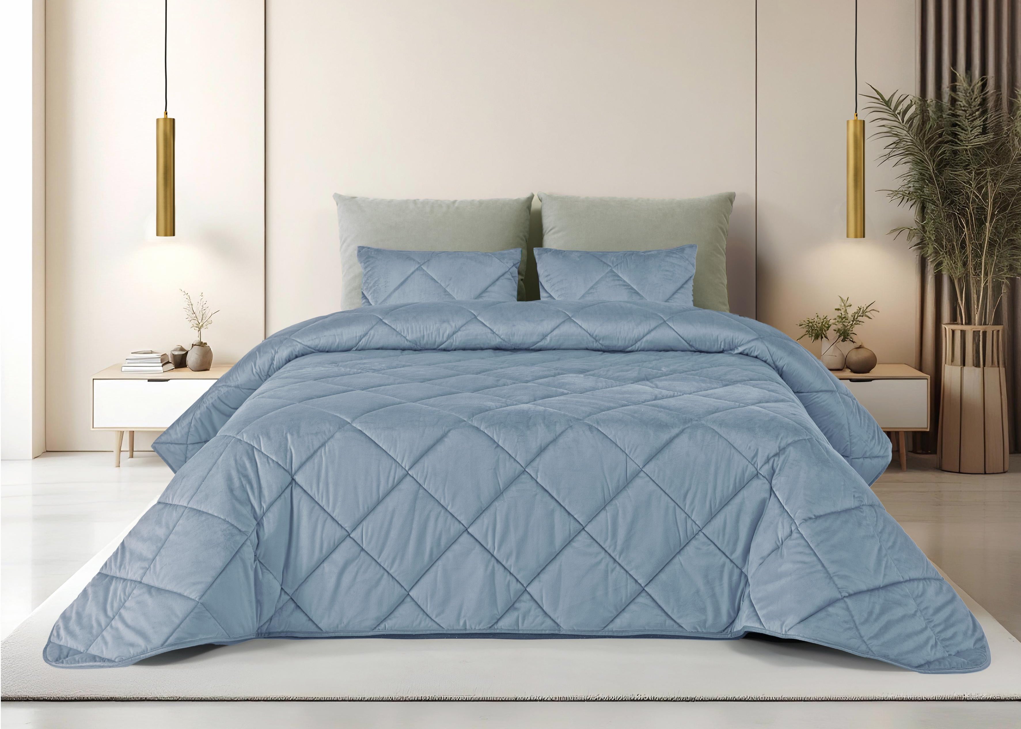 Edredom de Veludo Velvet Cristal Azul