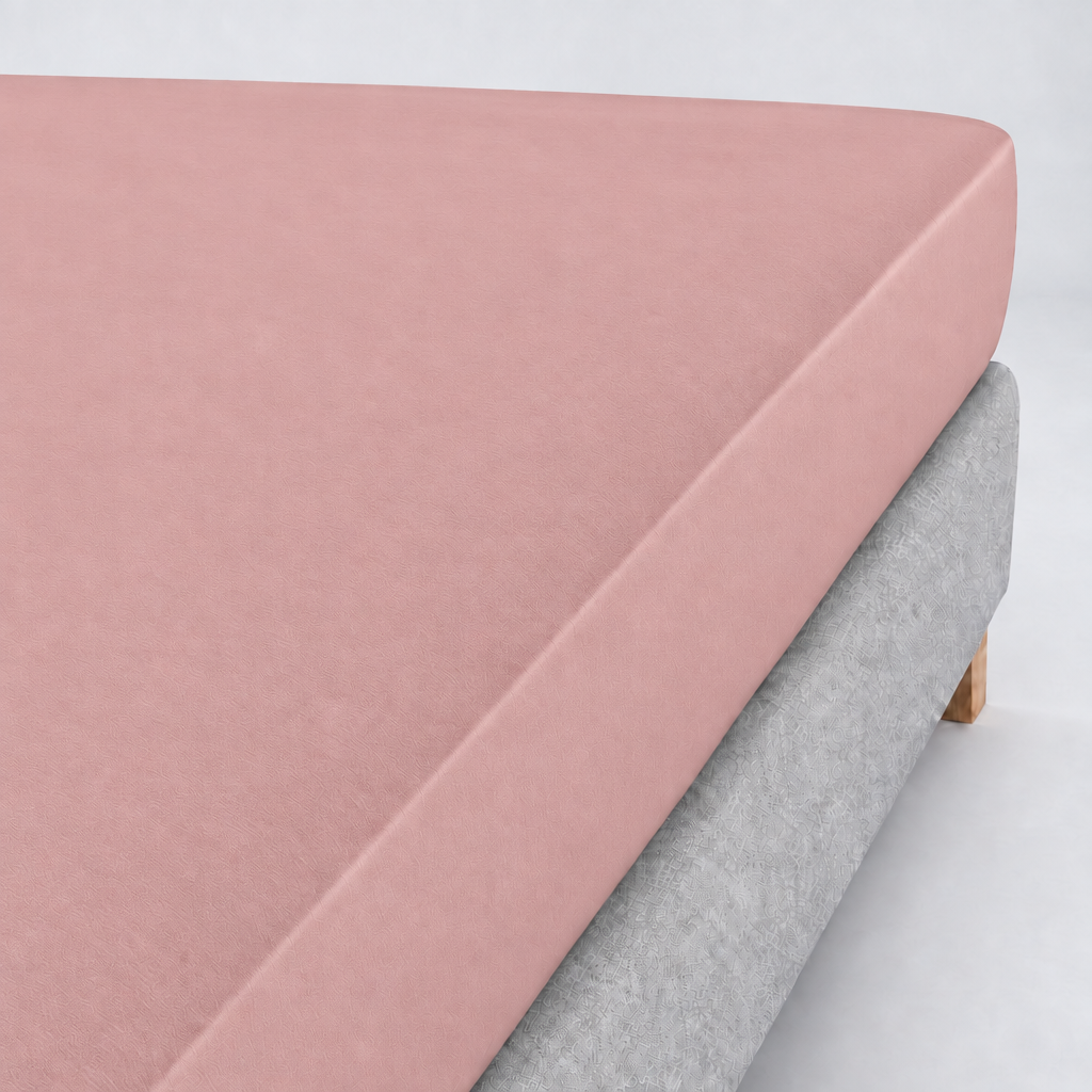 Lençol de baixo rosa velho ajustável com elástico aplicado no colchão
