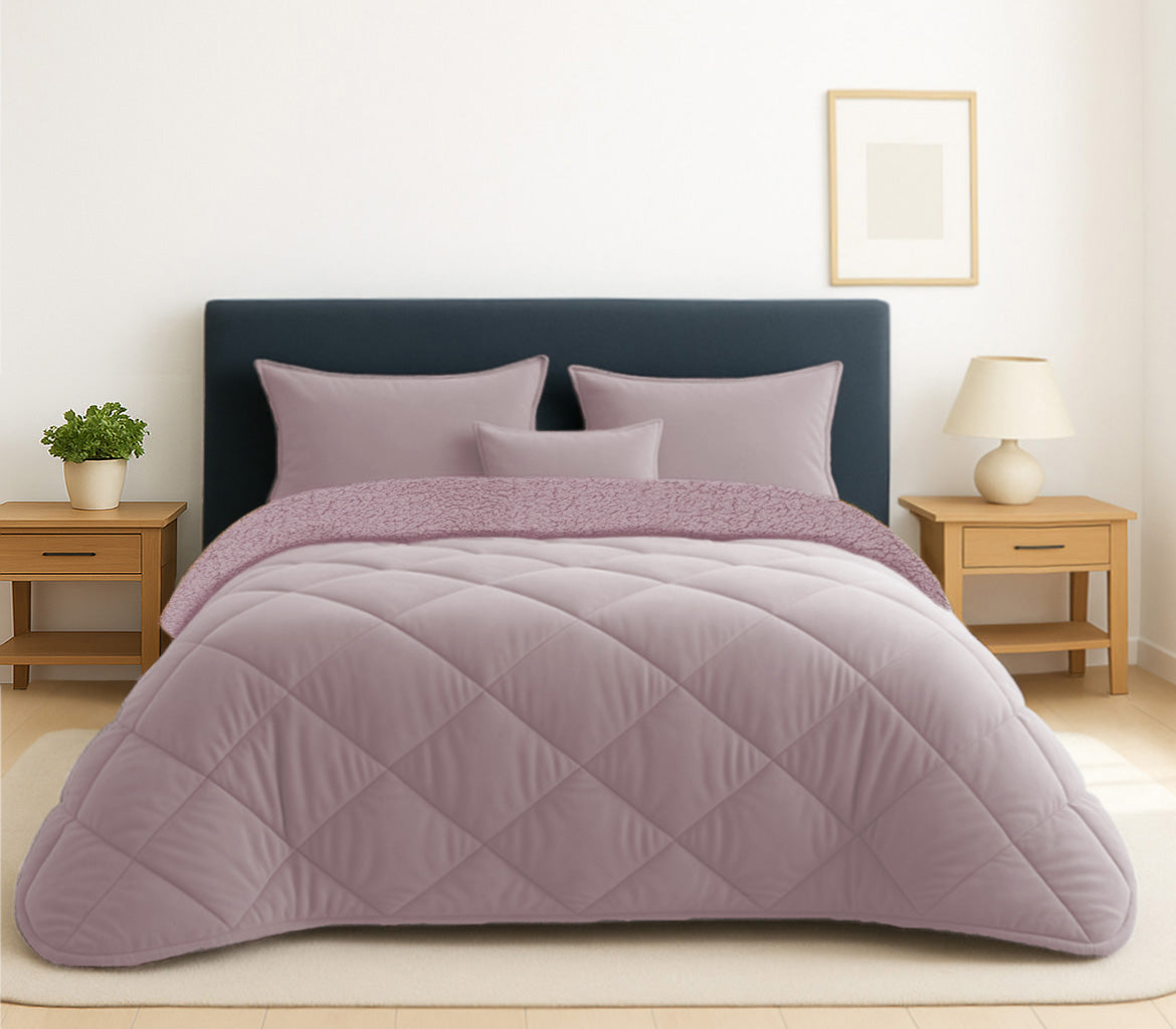 Edredom de Veludo e Borrego Velusoft Rosa